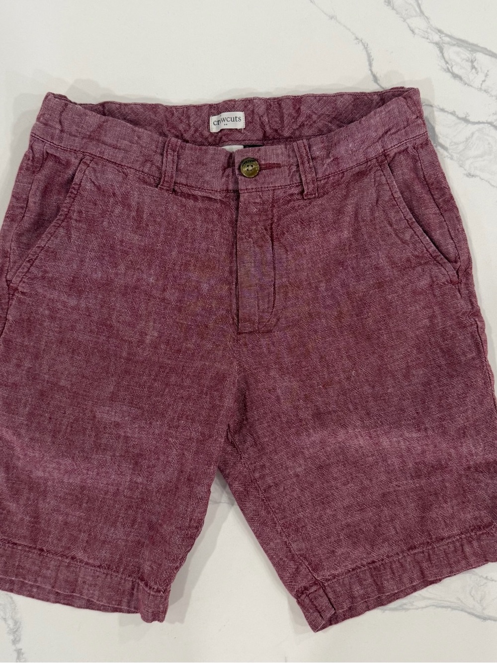 Crewcuts Boys Linen Cotton Blend Shorts Size 10 Red Adjustable Waist